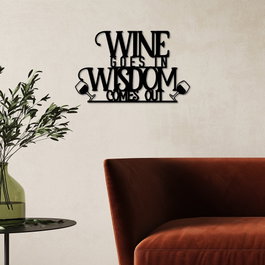 Wallity Wine Wisdom Escultura de Pared de Metal Negra